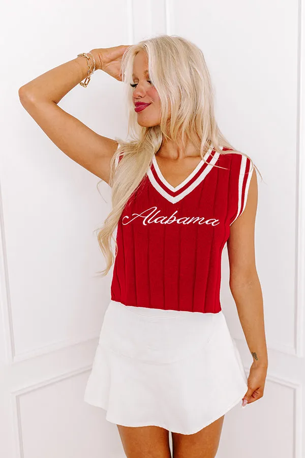 Alabama Embroidered Crop Varsity Vest Top
