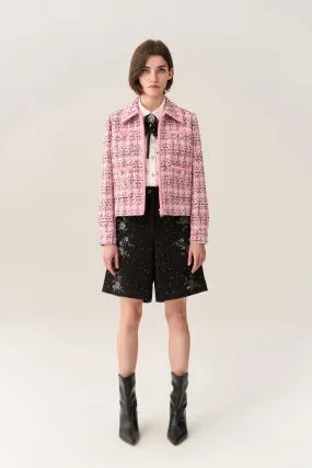 Check Two-way Zipper Tweed Jacket