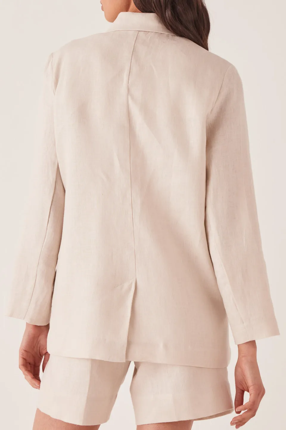 Double Breasted Linen Ivory Blazer