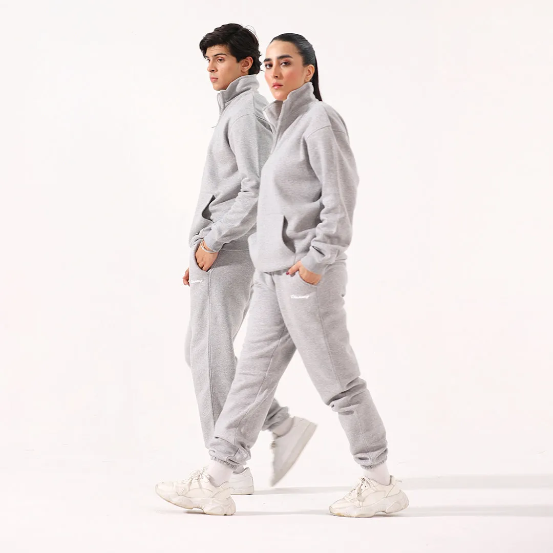 Grey Mock Neck 1/4 Zipper Co-ord Set