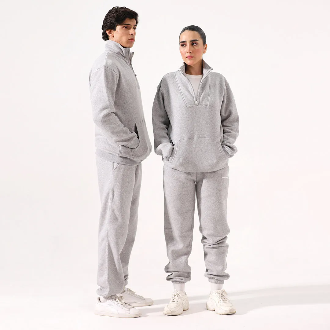 Grey Mock Neck 1/4 Zipper Co-ord Set