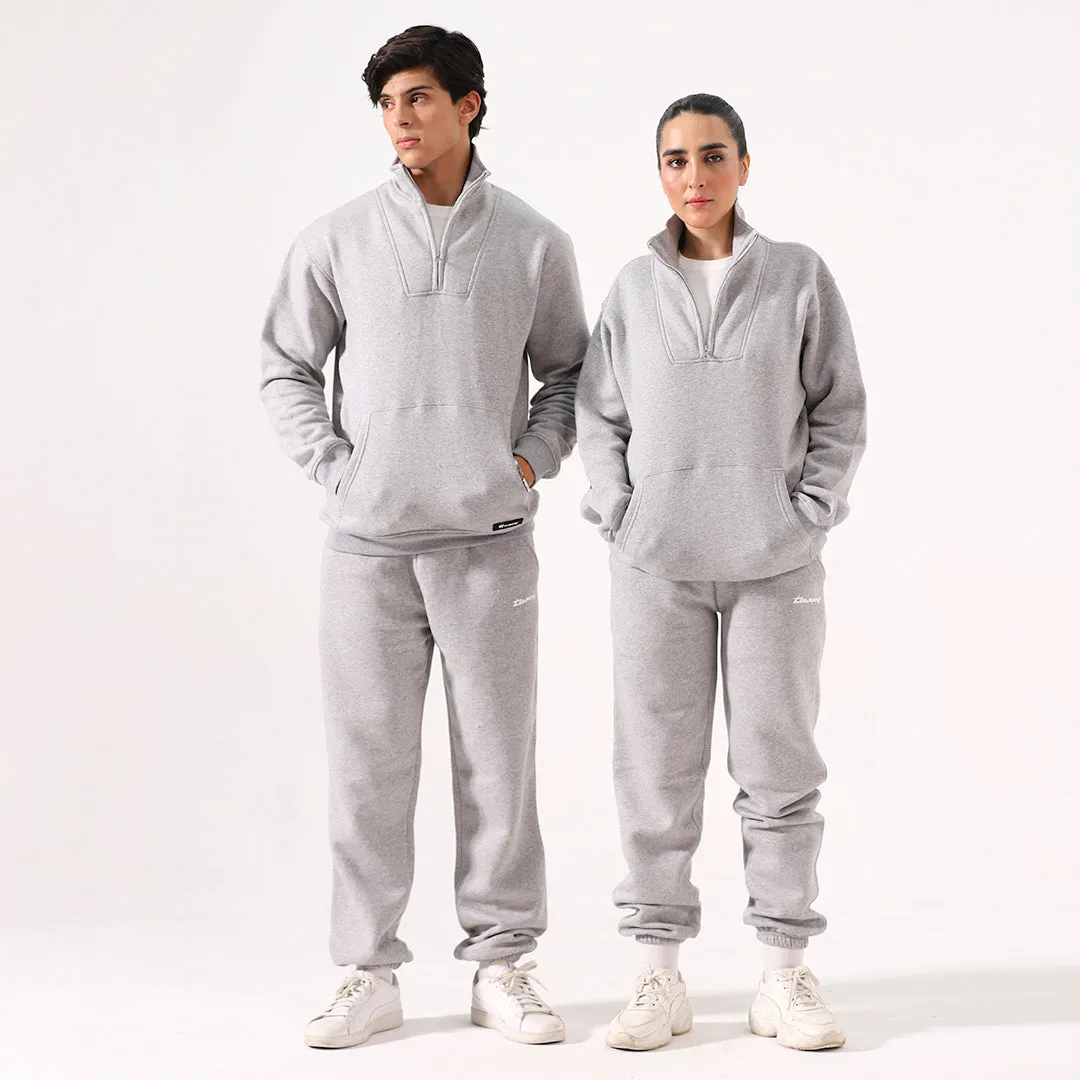 Grey Mock Neck 1/4 Zipper Co-ord Set