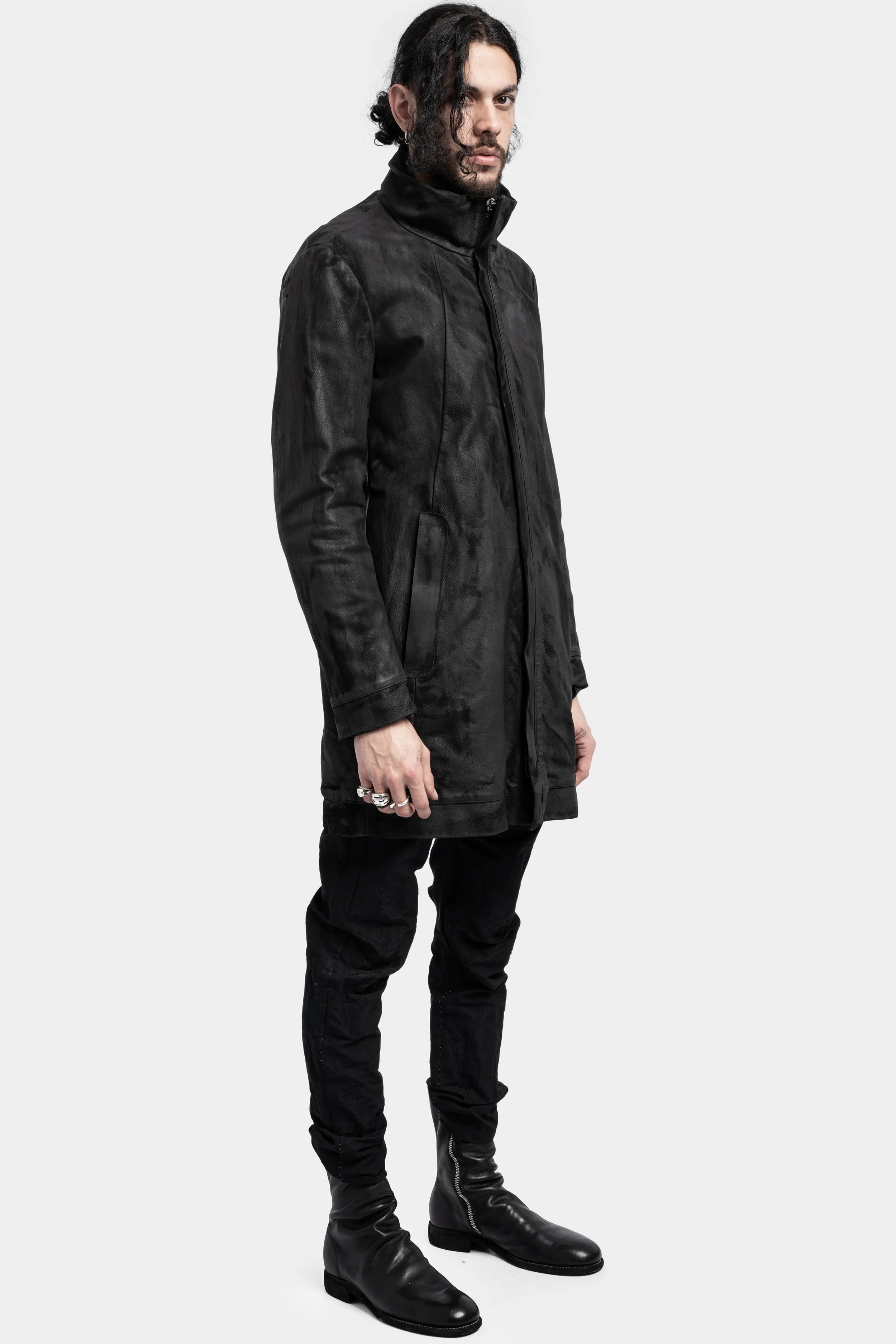 Long leather jacket