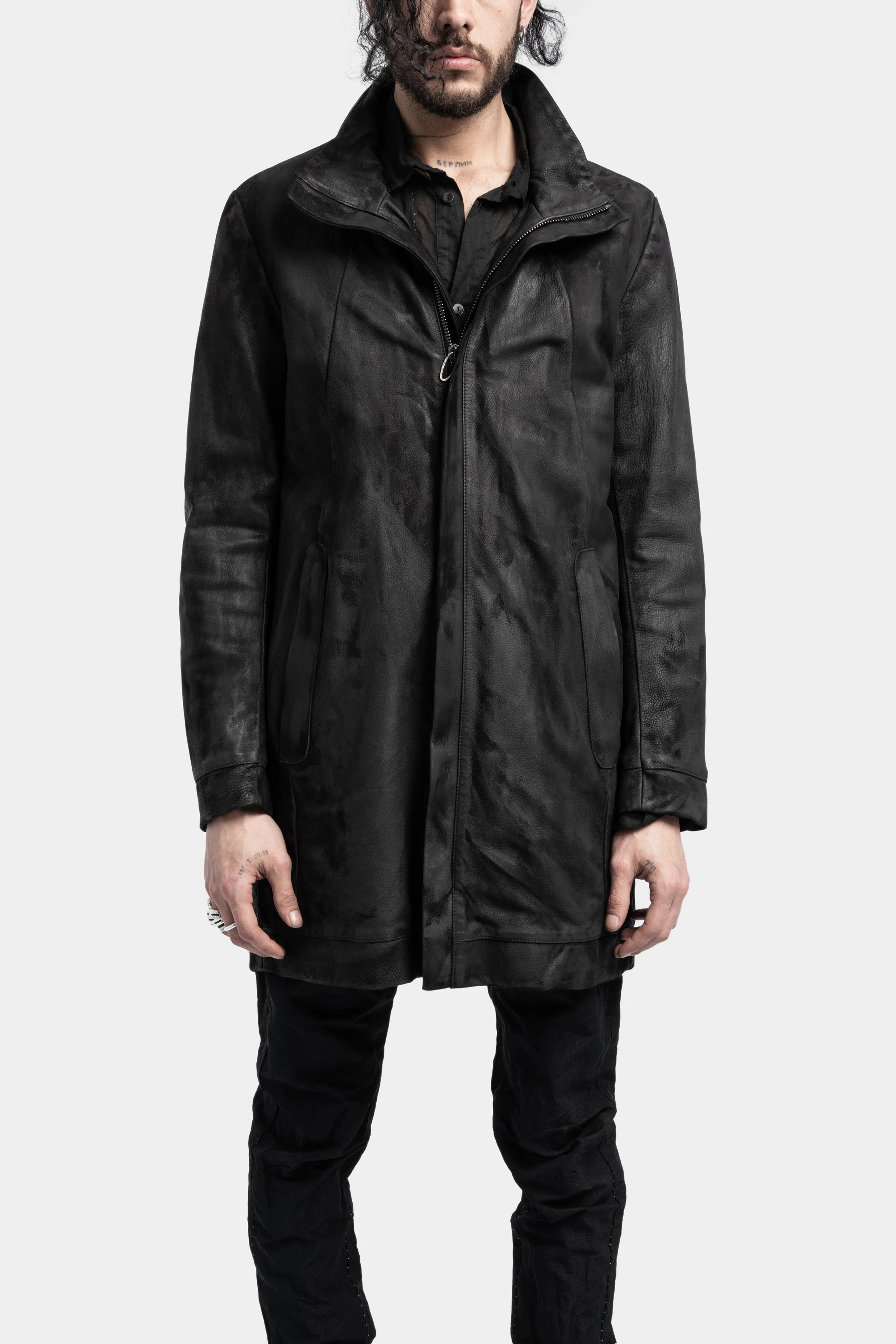 Long leather jacket