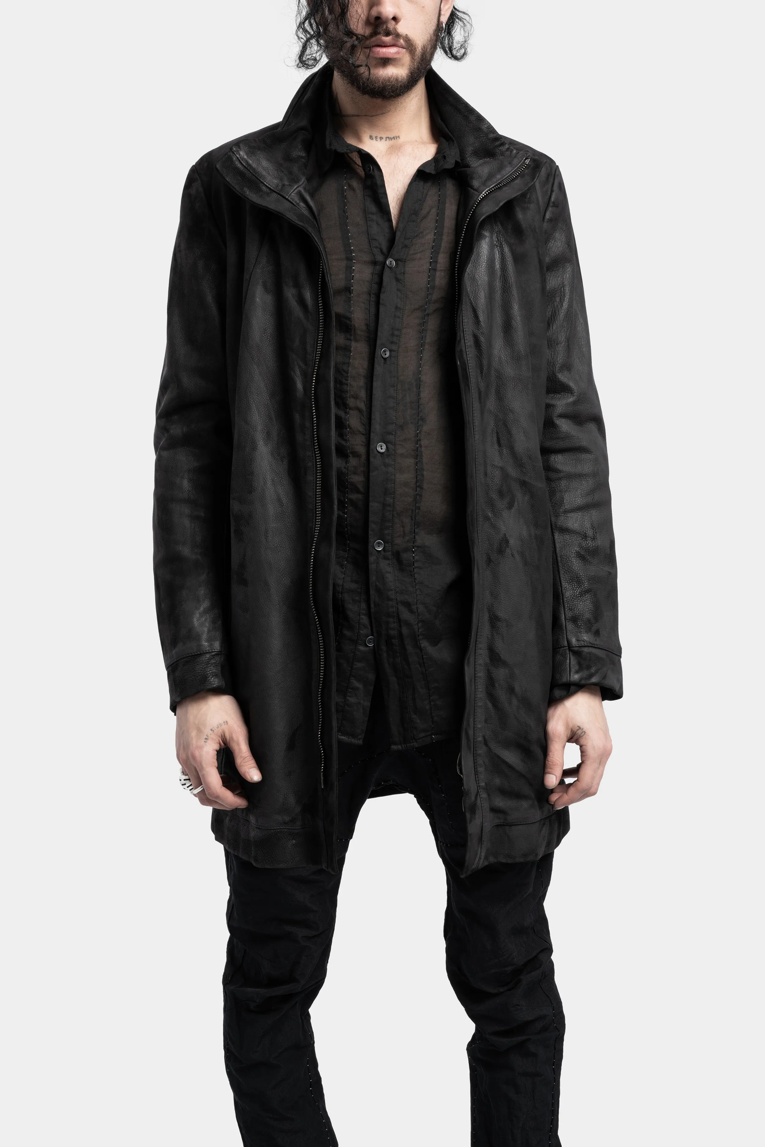 Long leather jacket