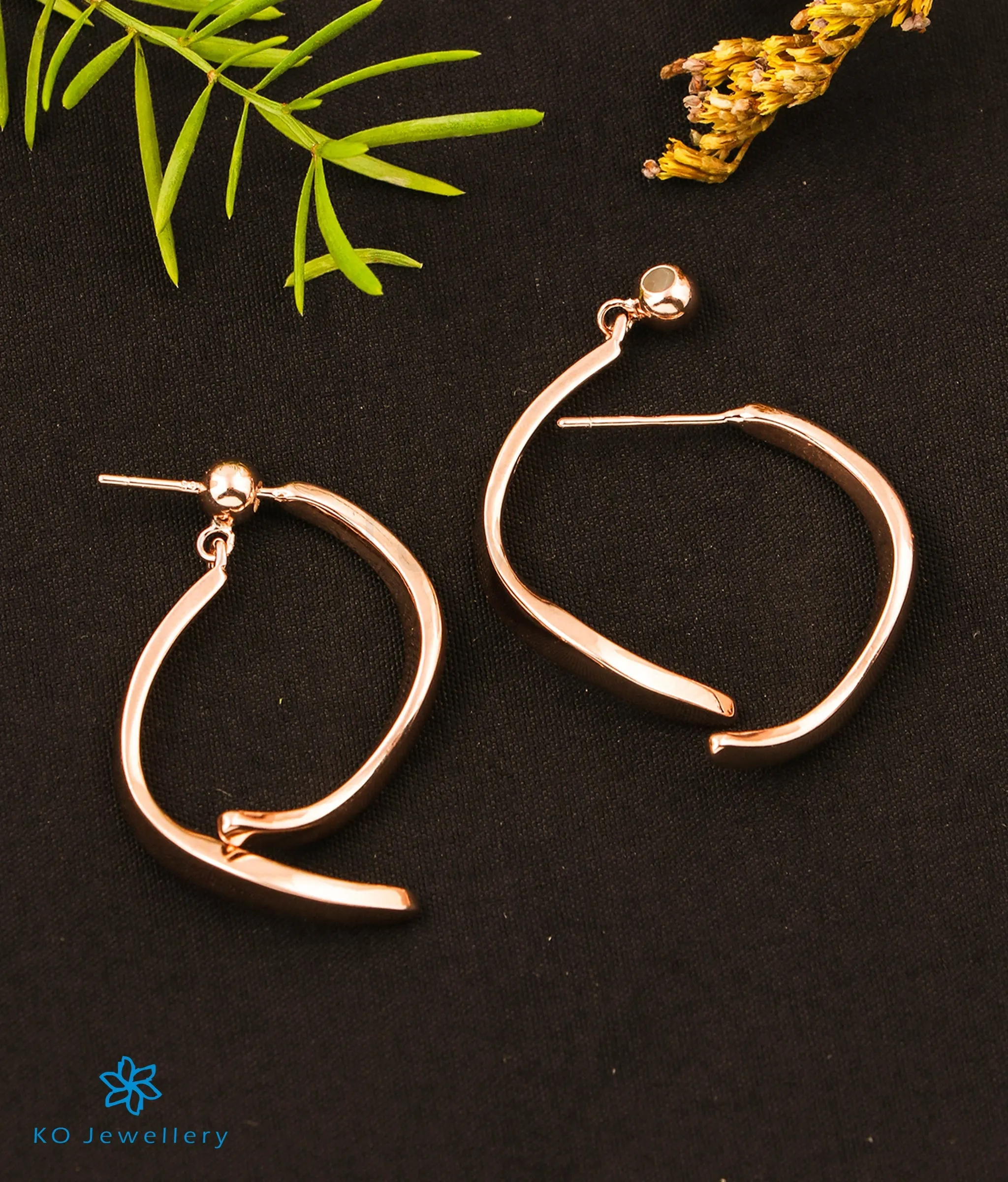 The Melt Silver Front & Back Rosegold Earrings